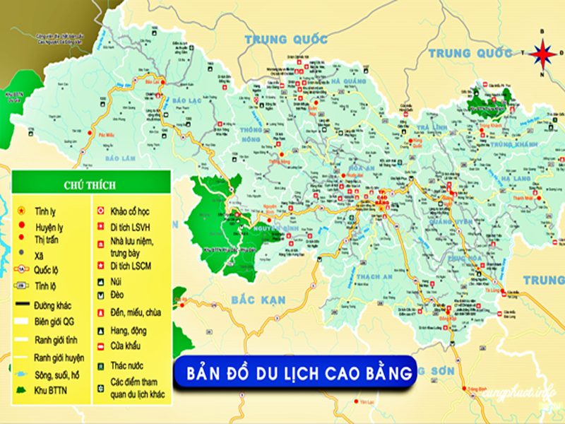 Bản đồ du lịch tại Cao Bằng chi tiết